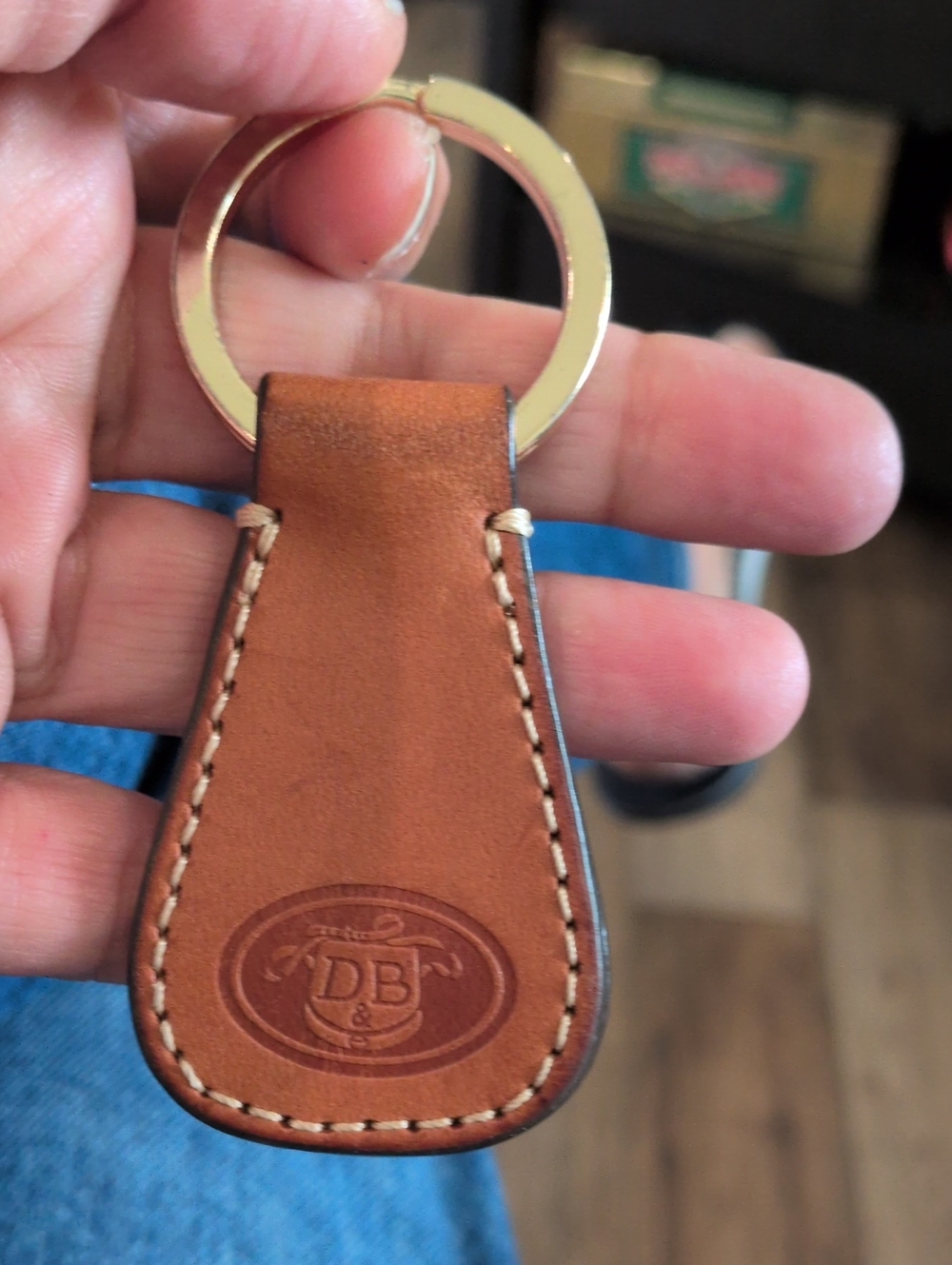 Dooney & Bourke Tan Leather Key & Card Holder with Gold Ring